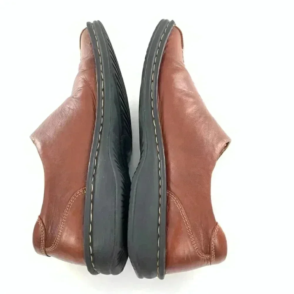 Josef Seibel womens flats 39 8-8.5 brown leather sticky strap walking comfort